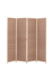 Living and Home 4-Panel Bamboo Woven Folding Room Divider in Brown - thumbnail 3
