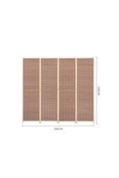 Living and Home 4-Panel Bamboo Woven Folding Room Divider in Brown - thumbnail 2