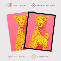 "Wee Blue Coo Wall Art Print Cerise Cheetah Bold Animal Yellow Pink Living Room - Size: W24"" x H32""" - thumbnail 2