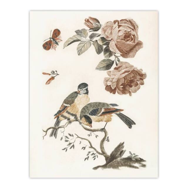"Artery8 Roses Butterfly A Blue & Great Tit Teyler Wall Art Poster Print in White - Size: W18"" x H24""" - image 1