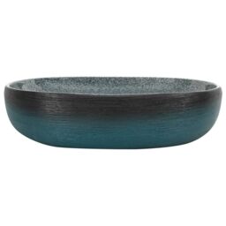 Berkfield Home Countertop Basin Turquoise Oval 59x40x14 cm Ceramic in Black - Size: 59 x 40 x 14 cm - thumbnail 3