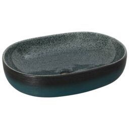 Berkfield Home Countertop Basin Turquoise Oval 59x40x14 cm Ceramic in Black - Size: 59 x 40 x 14 cm - thumbnail 2