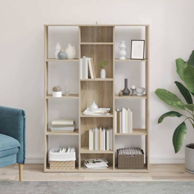 Berkfield Home Room Divider/Book Cabinet Sonoma Oak 100x24x140 cm Engineered Wood in Light Tan - Size: 100 x 24 x 140 cm - image 1