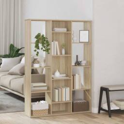 Berkfield Home Room Divider/Book Cabinet Sonoma Oak 100x24x140 cm Engineered Wood in Light Tan - Size: 100 x 24 x 140 cm - thumbnail 2