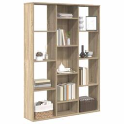 Berkfield Home Room Divider/Book Cabinet Sonoma Oak 100x24x140 cm Engineered Wood in Light Tan - Size: 100 x 24 x 140 cm - thumbnail 4