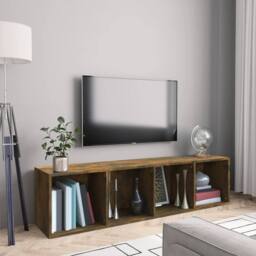 Berkfield Home Book Cabinet/TV Cabinet Smoked Oak 143x30x36cm Engineered Wood in Brown - Size: 143 x 30 x 36 cm - thumbnail 2