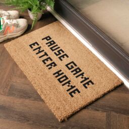 Artsy Mats Pause Game Enter Home Doormat (60 x 40cm) in Brown - Size: 40 cm x 60 cm - thumbnail 2