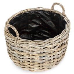 Red Hamper Curved Base Rattan Planter With Plastic Lining in Natural - Size: Large - thumbnail 2