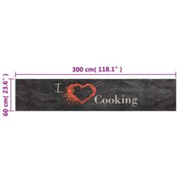 Berkfield Home Kitchen Rug Washable Cooking Black 60x300 cm Velvet - thumbnail 5