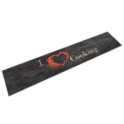 Berkfield Home Kitchen Rug Washable Cooking Black 60x300 cm Velvet