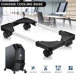Nordara Desktop PC Case Tower Stand with Rolling Wheels & Heat Dissipation in Black - thumbnail 4