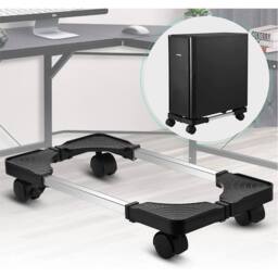 Nordara Desktop PC Case Tower Stand with Rolling Wheels & Heat Dissipation in Black - thumbnail 1