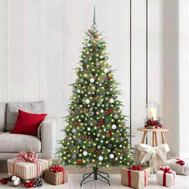 Berkfield Home Artificial Hinged Christmas Tree Green 210 cm PE & PVC - image 1