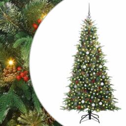 Berkfield Home Artificial Hinged Christmas Tree Green 210 cm PE & PVC - thumbnail 2
