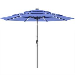 OUTSUNNY 2.8 m Garden Parasol Umbrella with Light, Patio Umbrella in Navy - Size: 3m - thumbnail 2