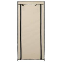 Berkfield Home Shoe Cabinet with Cover Cream 58x28x106 cm Fabric in Beige - Size: 58 x 28 x 106 cm