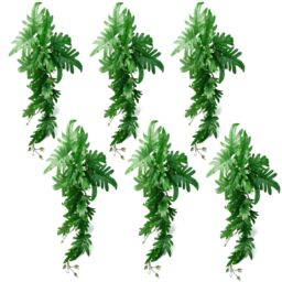 Leaf 6 x 50cm Artificial Trailing Philodendron Large Plant in Green - Size: 6 x 50 cm - thumbnail 1