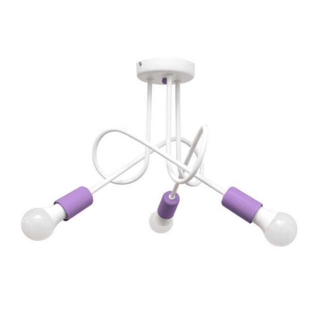Netlighting Oxford Multi Arm Semi Flush Ceiling Light White Purple 50cm