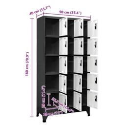Berkfield Home Locker Cabinet Anthracite & White 90x40x180 cm Steel in Black - Size: 90 x 40 x 180 cm - thumbnail 8
