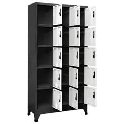 Berkfield Home Locker Cabinet Anthracite & White 90x40x180 cm Steel in Black - Size: 90 x 40 x 180 cm - thumbnail 1