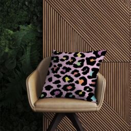 Warren Reed - Designer Pink Leopard Print Outdoor Cushion - Size: 60 cm x 60 cm - thumbnail 2