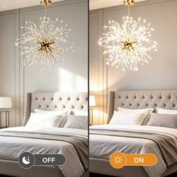 INMTFEI Gold Dandelion Crystal Pendant Hanging Chandelier with Adjustable Cord - thumbnail 4
