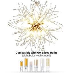 INMTFEI Gold Dandelion Crystal Pendant Hanging Chandelier with Adjustable Cord - thumbnail 3