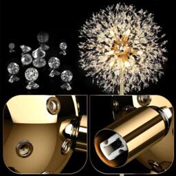 INMTFEI Gold Dandelion Crystal Pendant Hanging Chandelier with Adjustable Cord - thumbnail 6