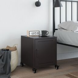 Berkfield Home Bedside Cabinet Black 36x39x43.5 cm Steel - thumbnail 3