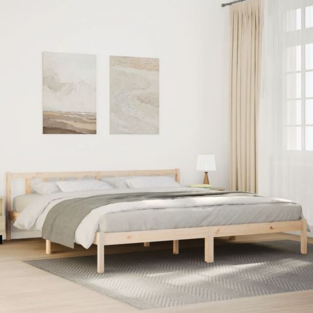Berkfield Home Extra Long Bed Frame without Mattress 180x220 cm Solid Wood Pine in Brown - image 1