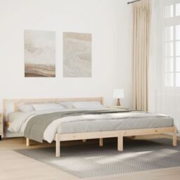 Berkfield Home Extra Long Bed Frame without Mattress 180x220 cm Solid Wood Pine in Brown - thumbnail 1