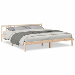 Berkfield Home Extra Long Bed Frame without Mattress 180x220 cm Solid Wood Pine in Brown - thumbnail 2