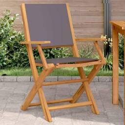 Berkfield Home Beautiful Garden Chairs 2 pcs Anthracite Solid Wood Acacia & Fabric - thumbnail 2