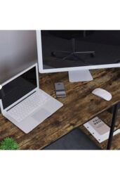 Home Discount Vida Designs Brooklyn Office Desk with 2 Shelves Home Office Workstation Storage in Dark Brown - thumbnail 5