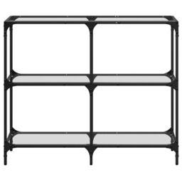 Berkfield Home Console Table with Transparent Glass Top 98x30x81 cm Steel in Black - Size: 98 x 30 x 81 cm - thumbnail 4