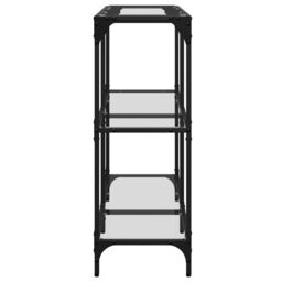 Berkfield Home Console Table with Transparent Glass Top 98x30x81 cm Steel in Black - Size: 98 x 30 x 81 cm - thumbnail 5