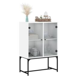 Berkfield Home Side Cabinet with Glass Doors White 69x37x100 cm - Size: 69 x 37 x 100 cm - thumbnail 4