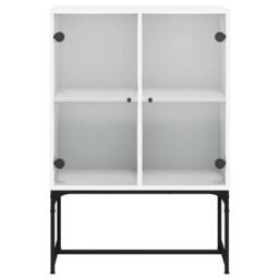 Berkfield Home Side Cabinet with Glass Doors White 69x37x100 cm - Size: 69 x 37 x 100 cm - thumbnail 6