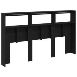 Berkfield Home Headboard Cabinet with LED Black Oak 180x17x102 cm - Size: 180 x 17 x 102 cm - thumbnail 9