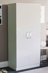Home Discount Vida Designs Hulio 2 Door Wardrobe Storage MDF 1700 x 760 x 470 mm in White