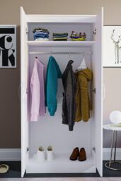 Home Discount Vida Designs Hulio 2 Door Wardrobe Storage MDF 1700 x 760 x 470 mm in White - thumbnail 4