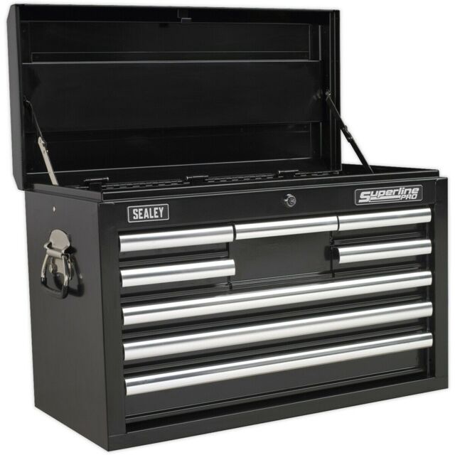 Loops 660 x 315 x 430mm BLACK 8 Drawer Topchest Tool Chest Lockable Storage Cabinet - image 1