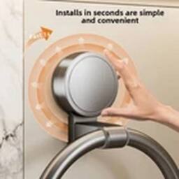 Havendro Square Suction Cup Bathroom Towel Ring Wall Hanging Hand Towel Ring in Grey - thumbnail 3