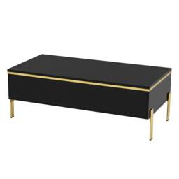 Merax High Gloss Rectangular Coffee Table with Gold Legs & Dual Drawers in Black - thumbnail 8