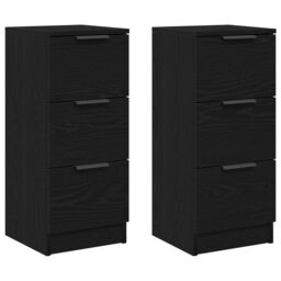 Berkfield Home Sideboards 2 pcs Black Oak 30x30x70 cm Engineered Wood - Size: 30 x 30 x 70 cm - thumbnail 5
