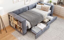 Matteo Upholstered Bed, 3FT Single Bed Daybed Sofa Bed, Side Storage Compartment in Grey - Size: Single Fitted - thumbnail 8
