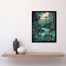 "Artery8 Wall Art Print Amazon Rainforest Flora Landscape Art Framed in Black - Size: W12"" x H16""" - thumbnail 2