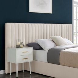 Modish Furnishing Inaya Cream Velvet Wide Panel Fabric Headboard Ottoman Storage Bed King Size - thumbnail 4