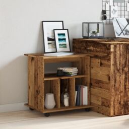 Berkfield Home Rolling Cabinet Old Wood 60x45x60 cm Engineered Wood in Brown - Size: 60 x 45 x 60 cm - thumbnail 3