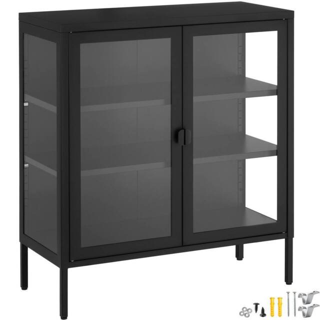 tectake Metal Display Case Baker in Black - image 1